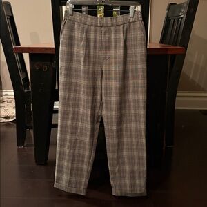 Pull&Bear Elastic Waist Plaid Trousers